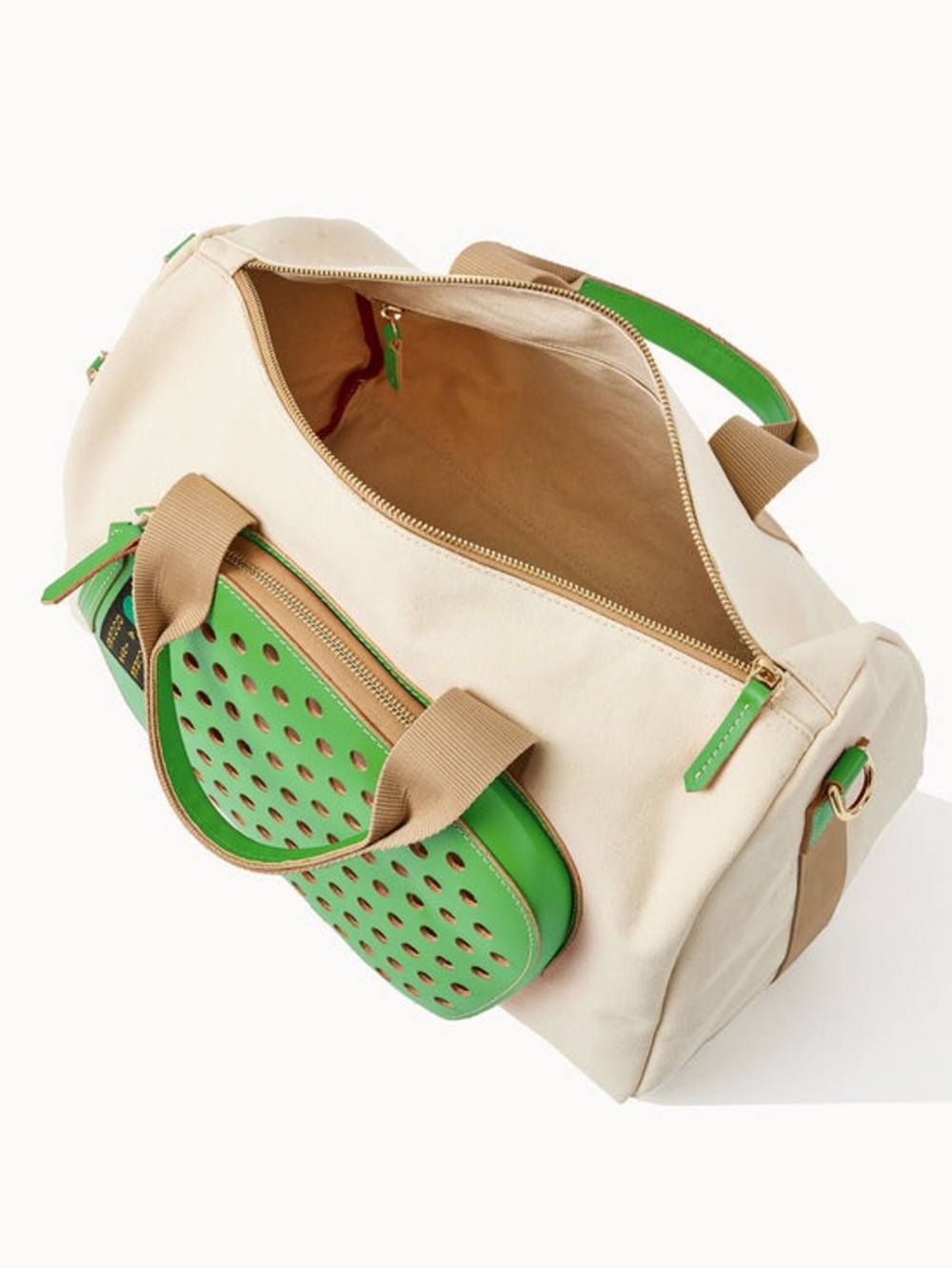 Dooney & Bourke Preppy Pickleball Duffle Bag 40 Cream and Green Canvas Tote - Picture 6 of 8